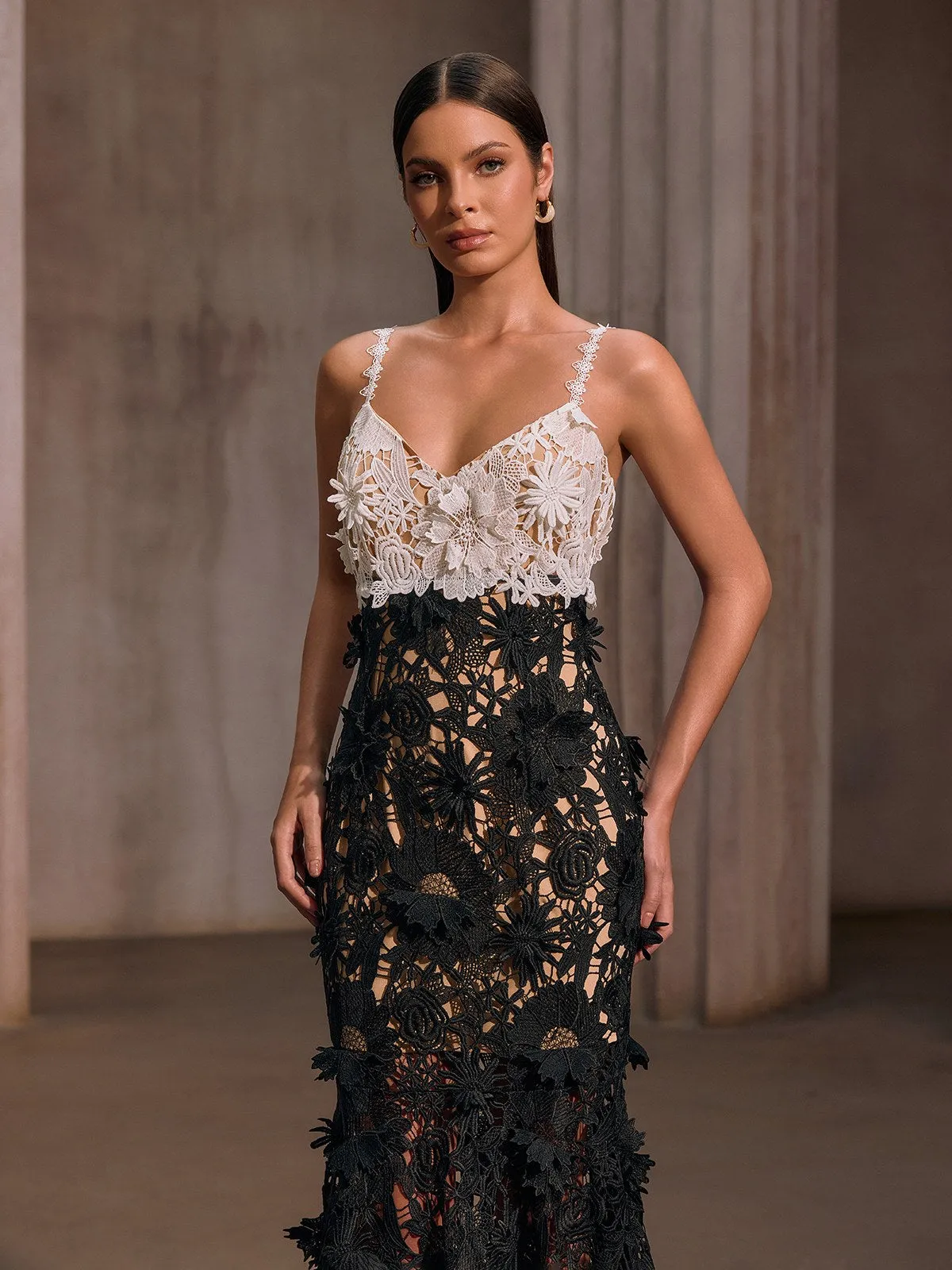 Bavoryx Spaghetti Embroidered Cutout Maxi Dress sold by Mew Mews product image thumbnail 5