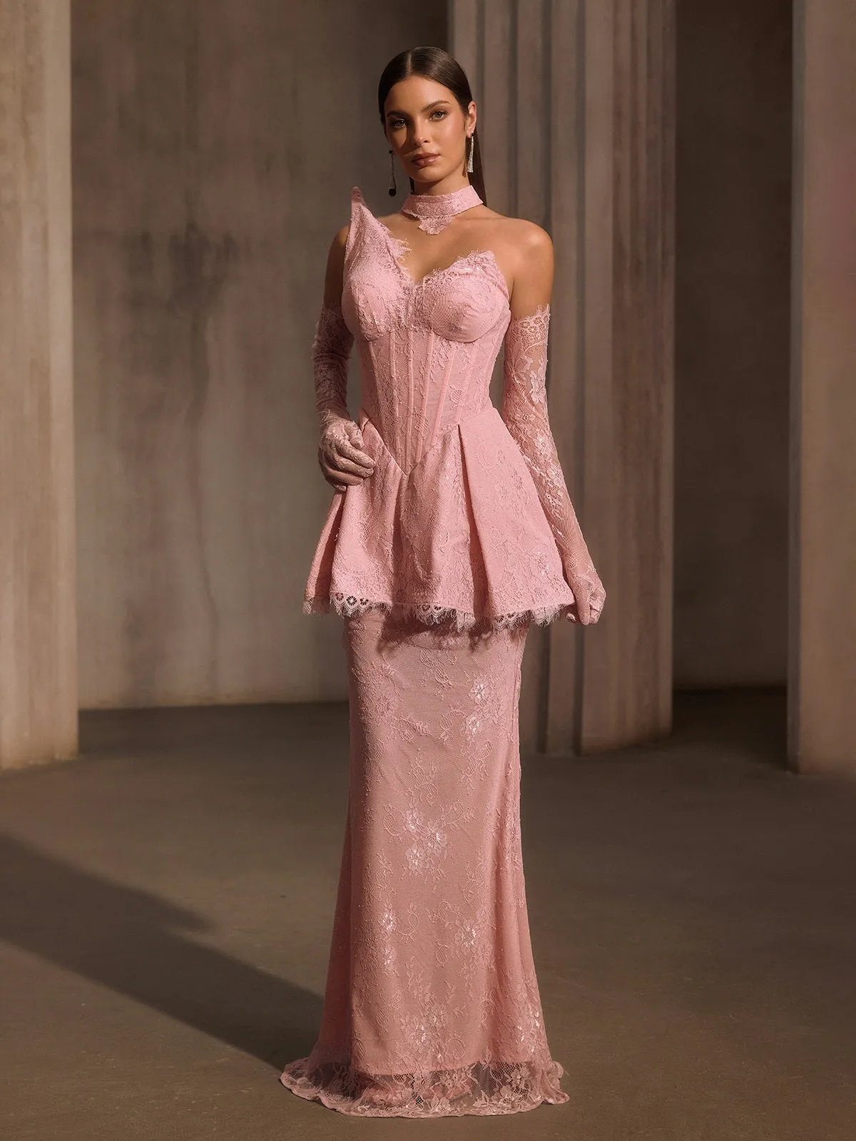 Helyxyn Corset Lace Maxi Dress With Choker sold by Mew Mews product image thumbnail 2