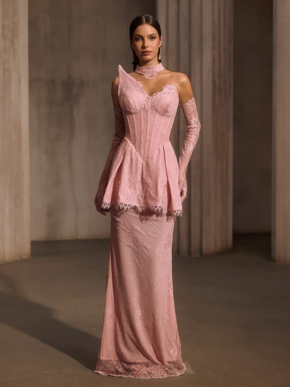 Helyxyn Corset Lace Maxi Dress With Choker sold by Mew Mews