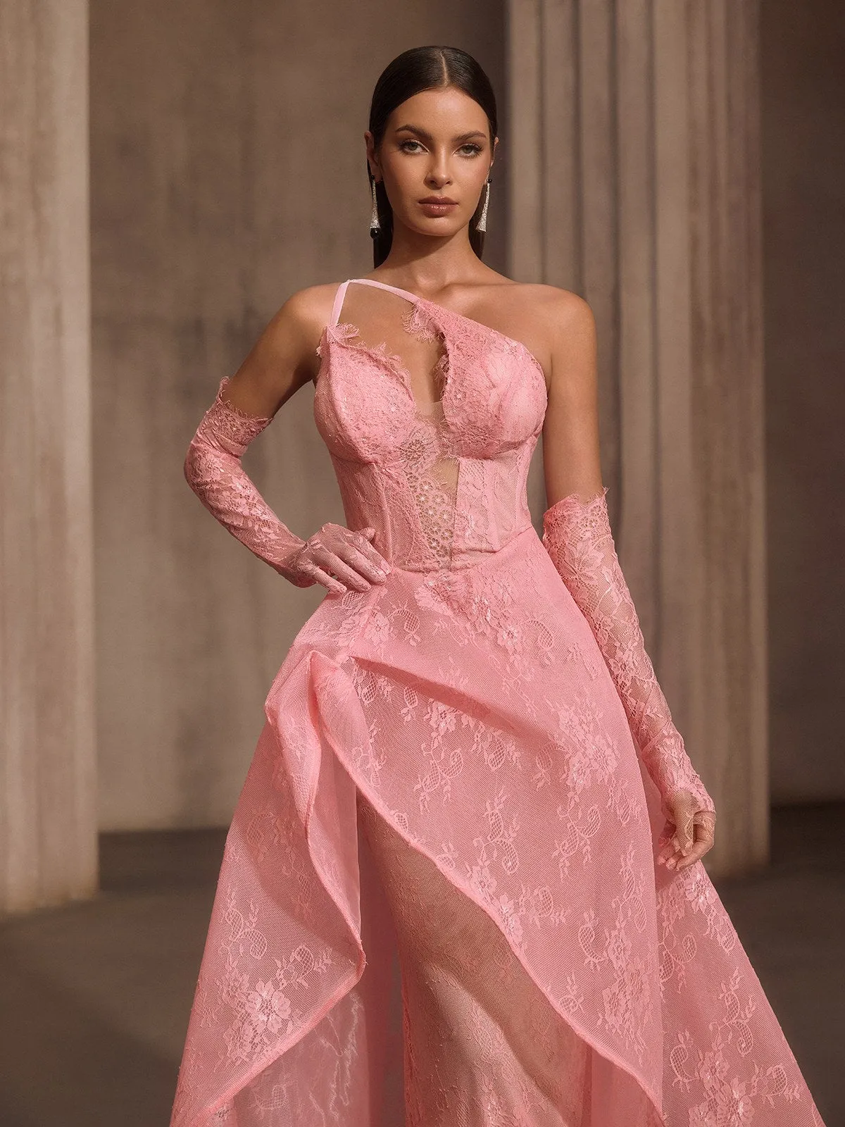 Ioryxel Lace Corset Flared Maxi Dress With Gloves sold by Mew Mews product image thumbnail 3