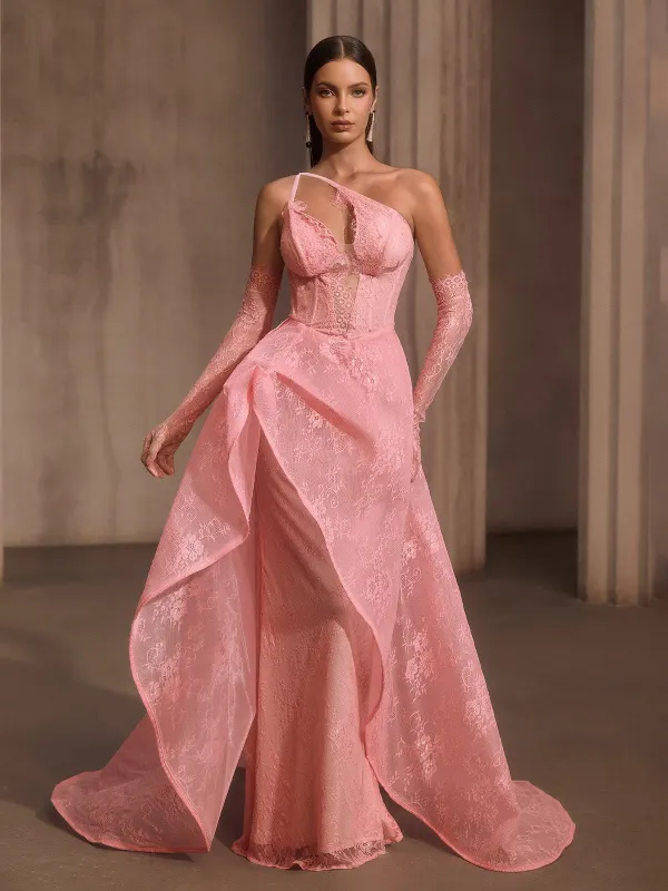 Ioryxel Lace Corset Flared Maxi Dress With Gloves made by Mew Mews