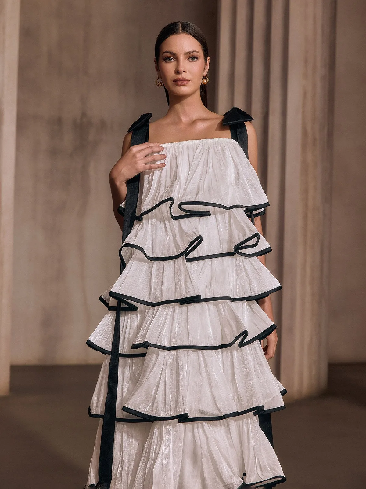 Tavixor Strapless Ruffle Tiered Maxi Dress sold by Mew Mews product image thumbnail 5