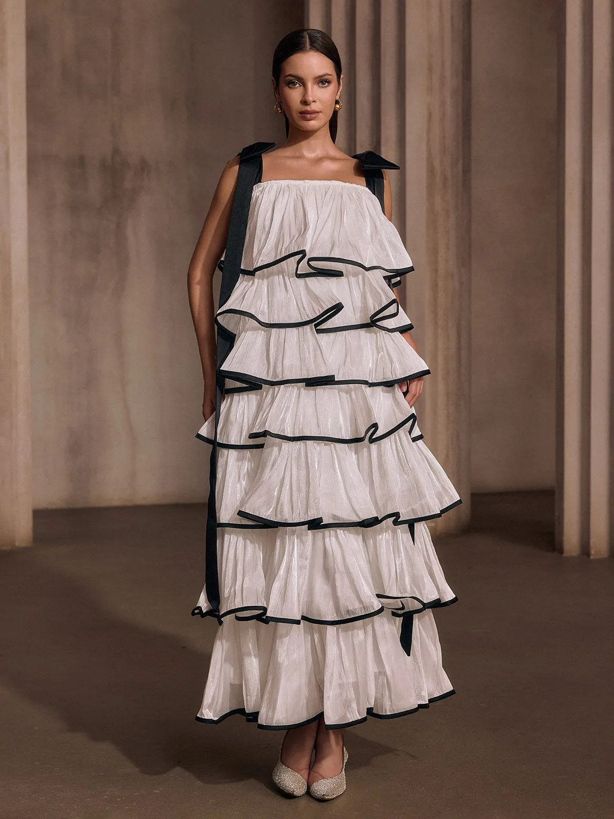 Tavixor Strapless Ruffle Tiered Maxi Dress sold by Mew Mews product image thumbnail 3