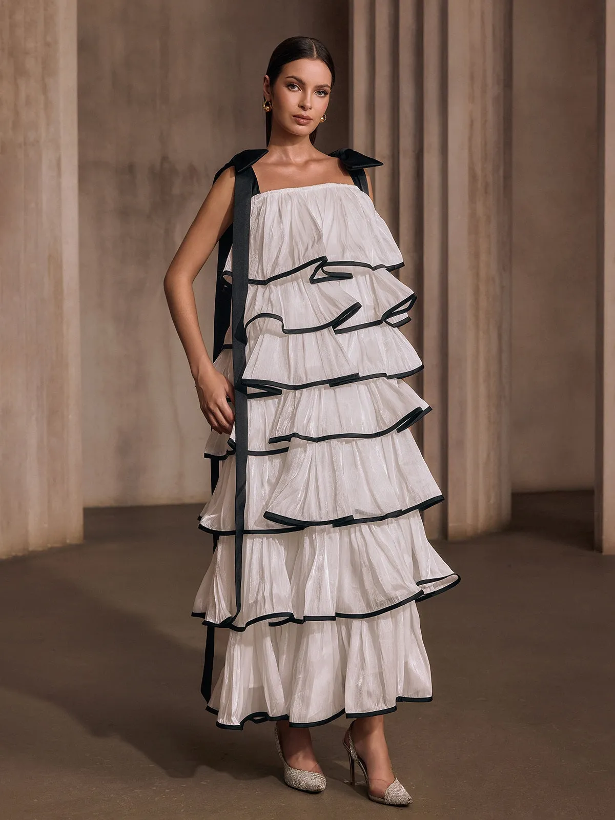 Tavixor Strapless Ruffle Tiered Maxi Dress sold by Mew Mews product image thumbnail 4