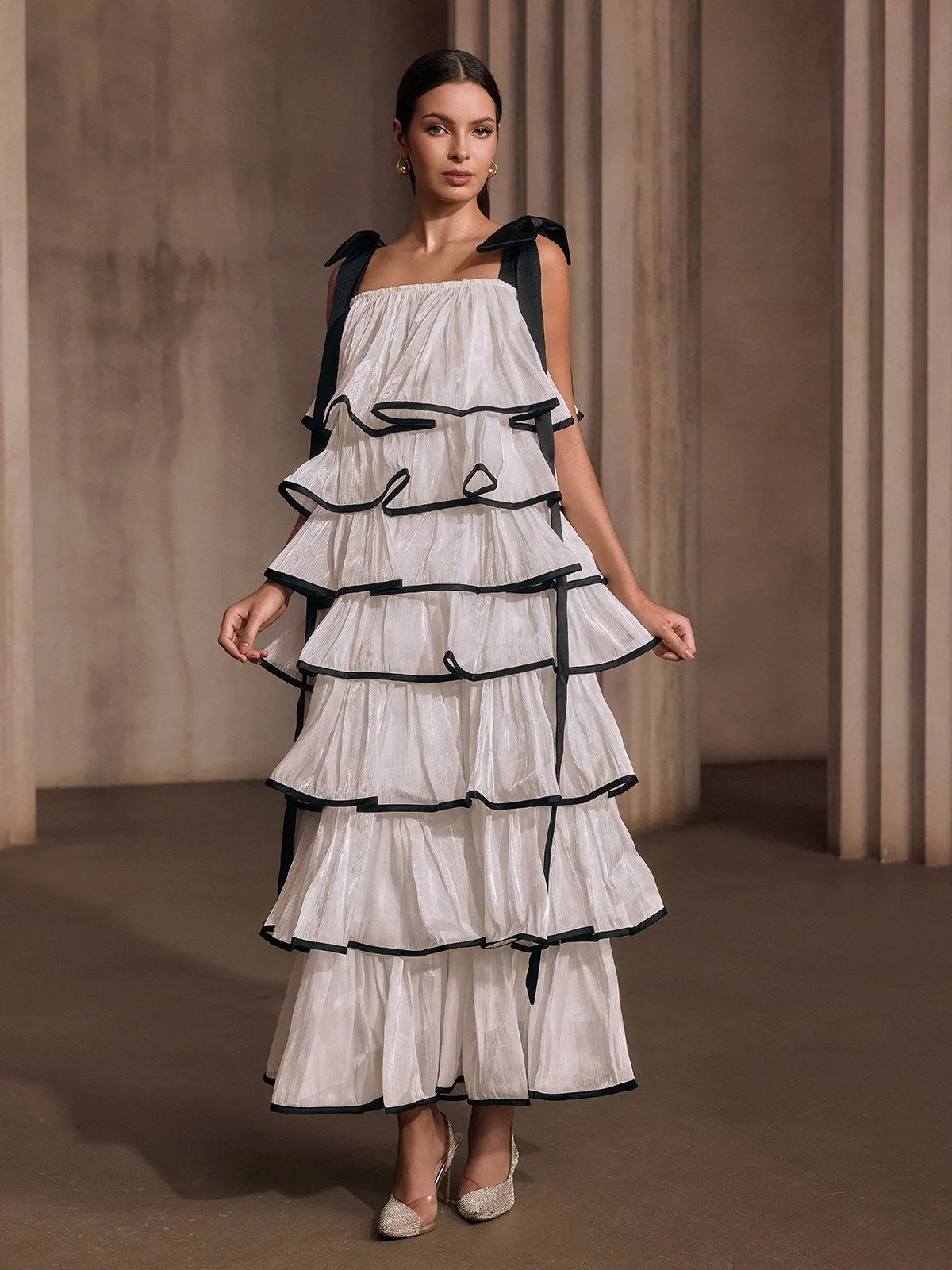 Tavixor Strapless Ruffle Tiered Maxi Dress sold by Mew Mews product image thumbnail 2