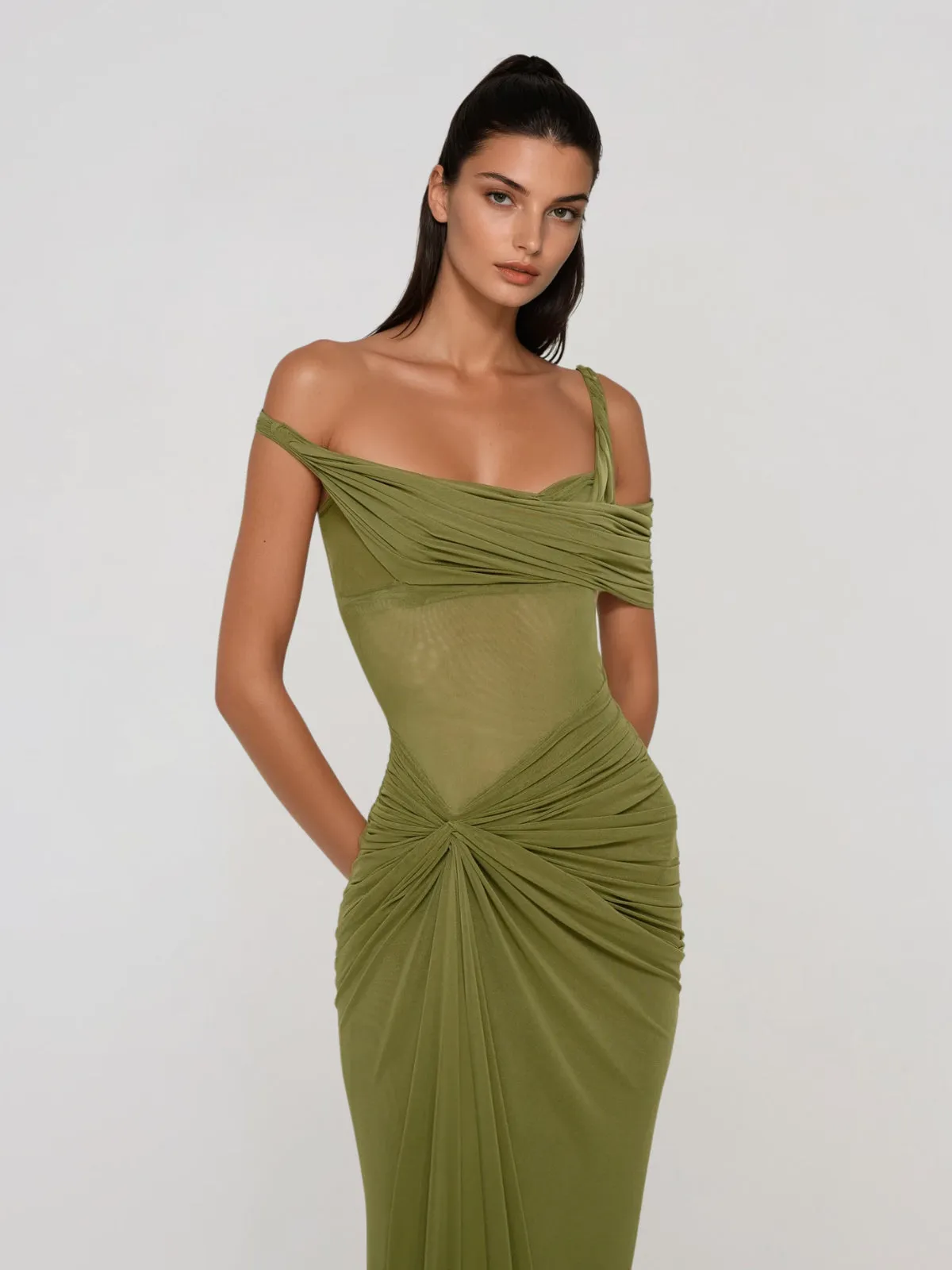 Urixa One Shoulder Ruched Maxi Dress sold by Mew Mews product image thumbnail 2