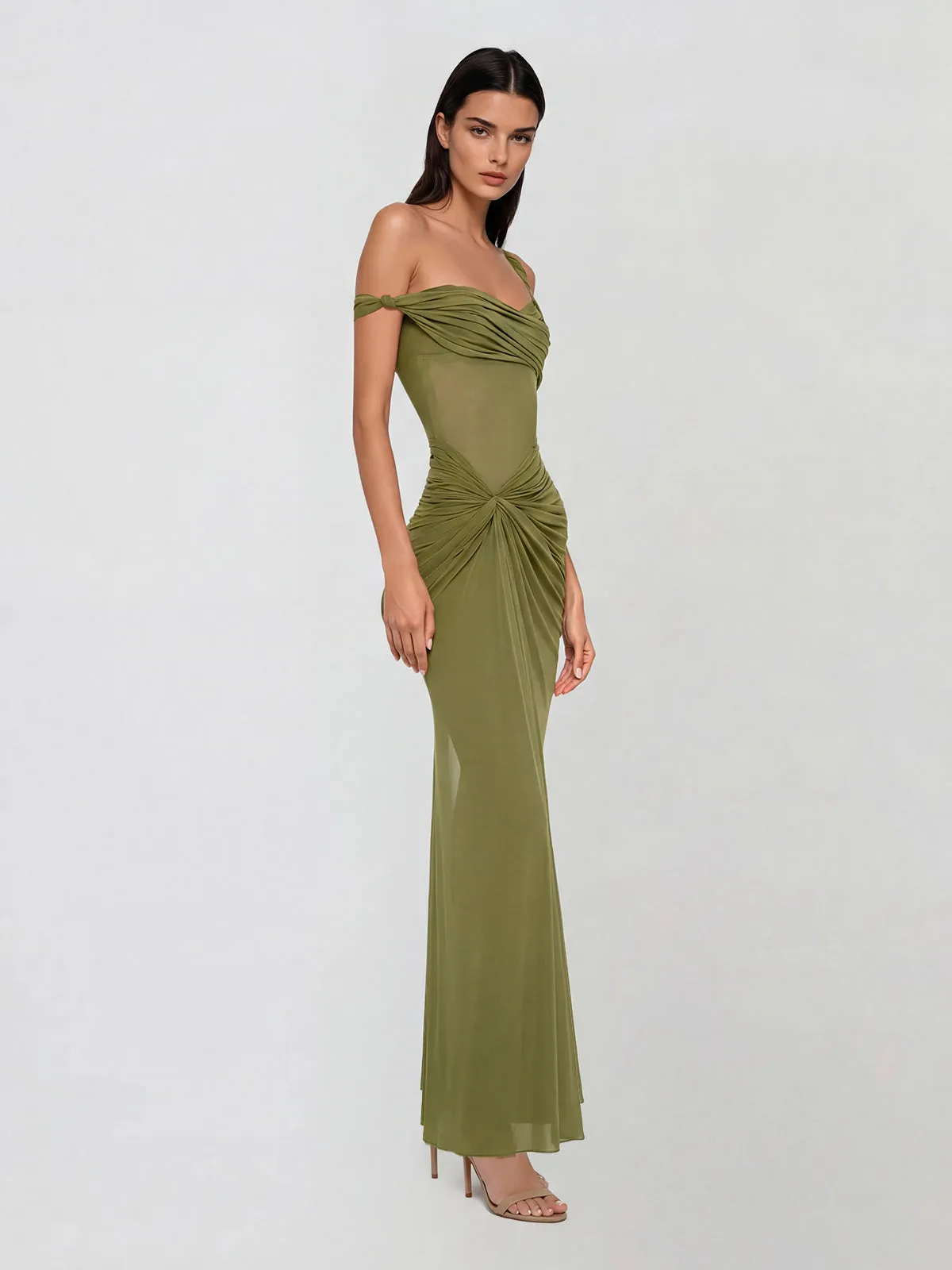 Urixa One Shoulder Ruched Maxi Dress sold by Mew Mews product image thumbnail 3