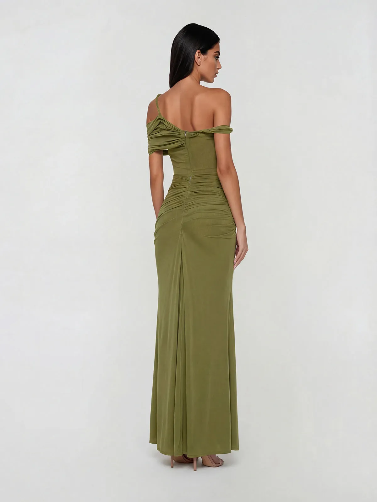 Urixa One Shoulder Ruched Maxi Dress sold by Mew Mews product image thumbnail 4