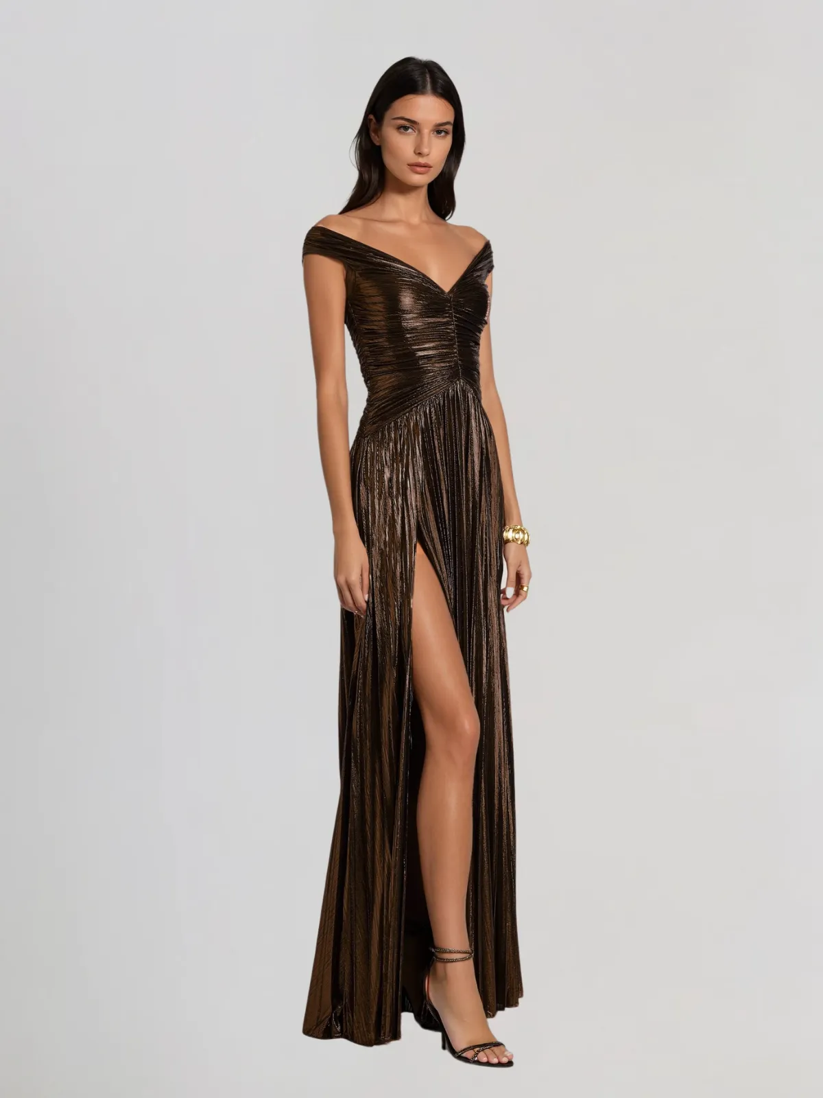 Zexila Off Shoulder Pleated Maxi Dress sold by Mew Mews product image thumbnail 2
