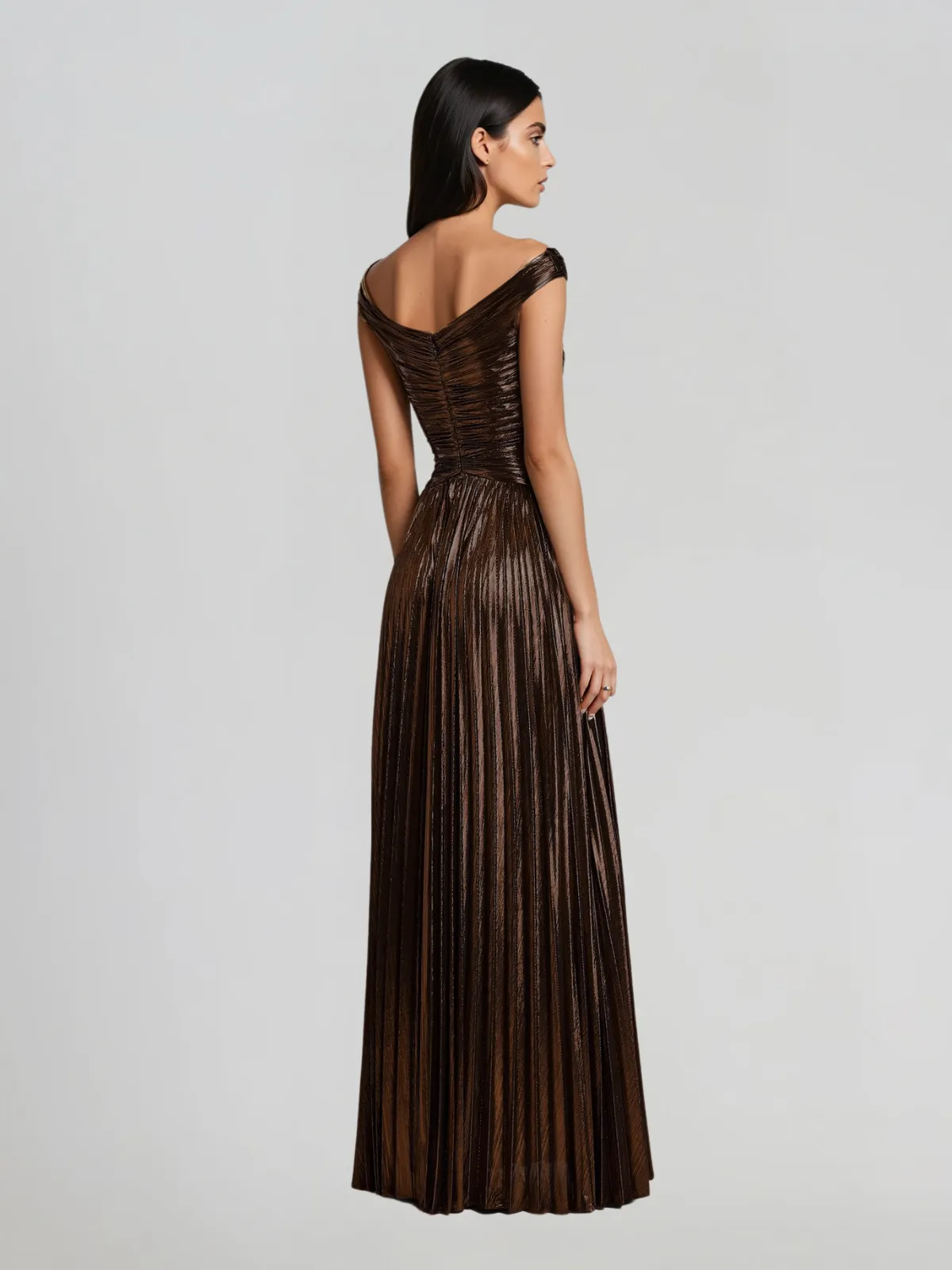 Zexila Off Shoulder Pleated Maxi Dress sold by Mew Mews product image thumbnail 4