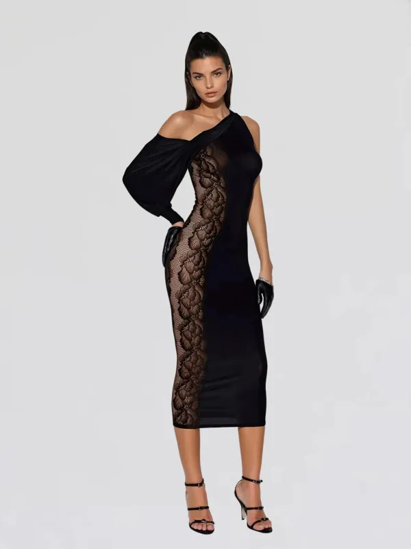 Boryrin One Shoulder Midi Dress made by Mew Mews