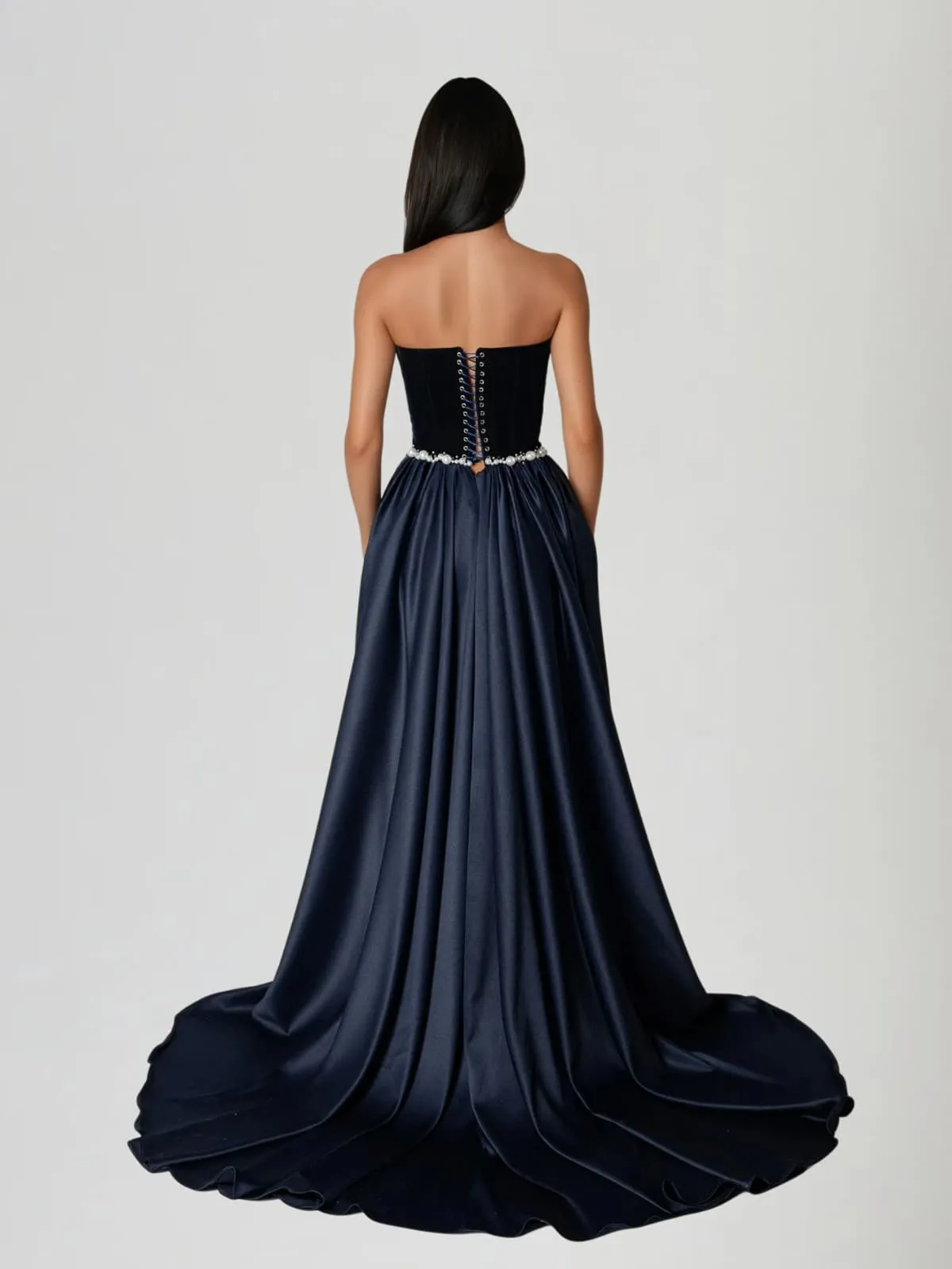 Jutflara Strapless Pearl Lace Up Maxi Dress sold by Mew Mews product image thumbnail 3