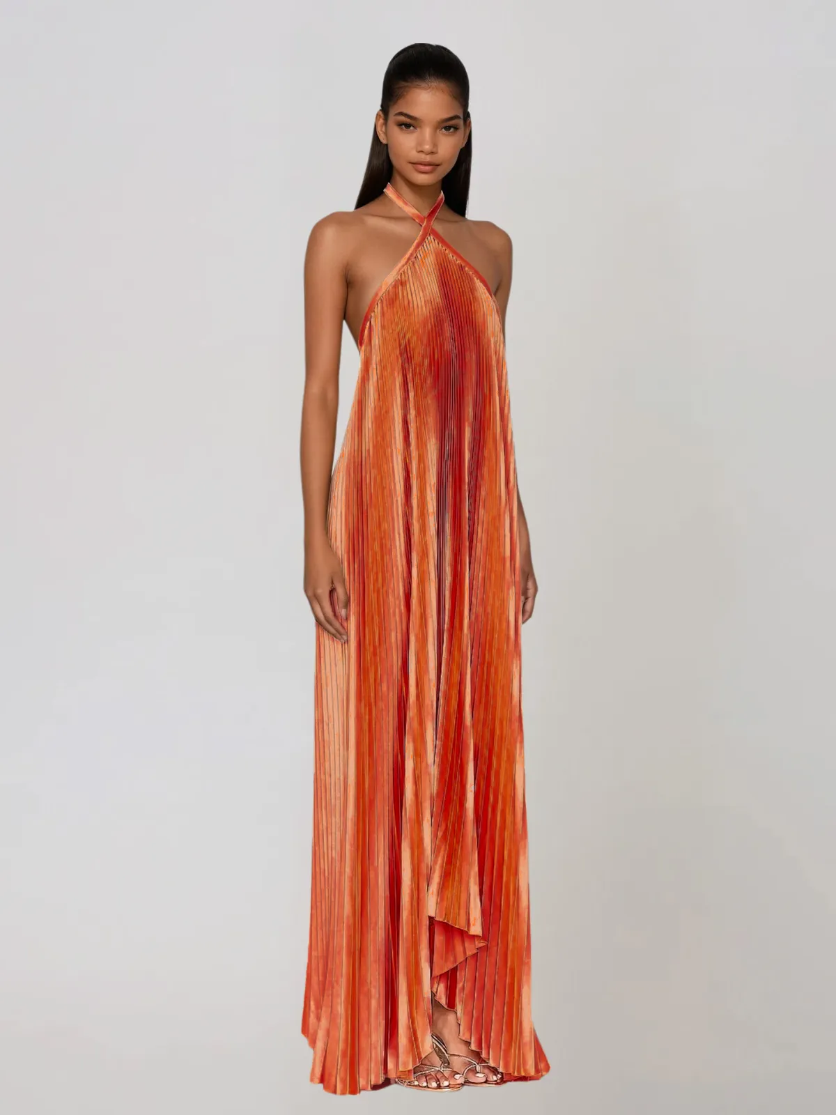 Hirvex Halterneck Pleated Maxi Dress sold by Mew Mews product image thumbnail 2