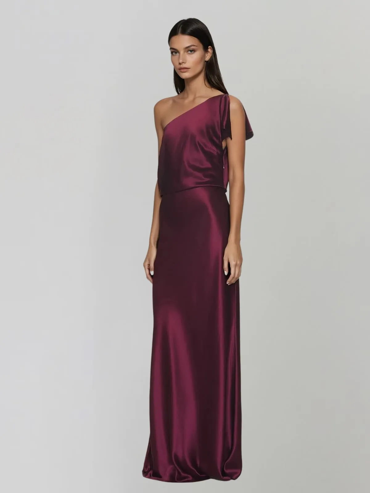 Elvoria One Shoulder Satin Maxi Dress sold by Mew Mews product image thumbnail 2