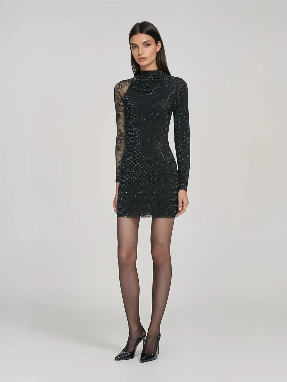 Yavryn Lace Cutout Rhinestone Mini Dress sold by Mew Mews product image thumbnail 2