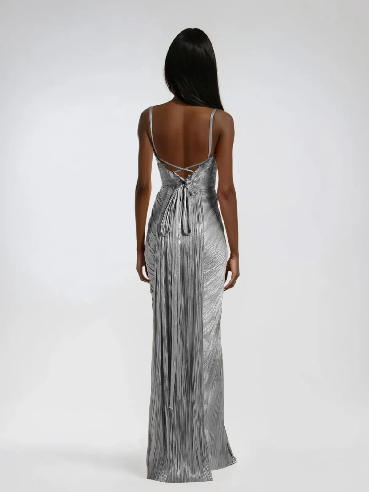 Heliox Metallic Corset Maxi Dress In Silver sold by Mew Mews product image thumbnail 4