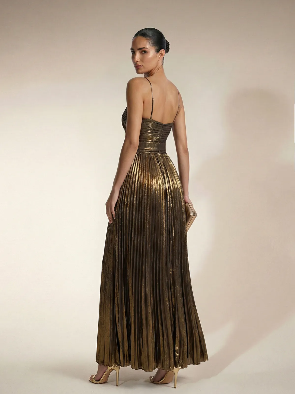 Jetgraph Spaghetti Pleated Metallic Maxi Dress sold by Mew Mews product image thumbnail 3