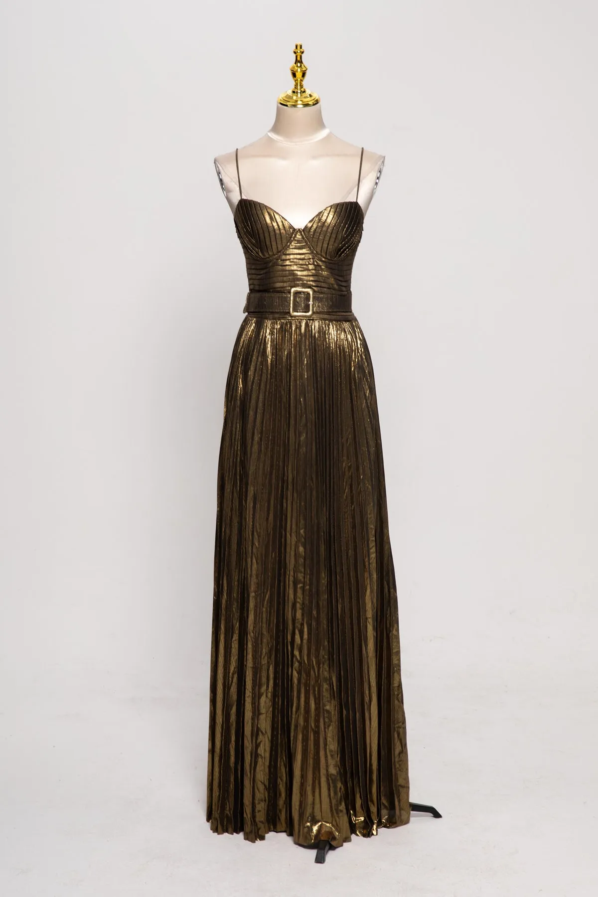 Jetgraph Spaghetti Pleated Metallic Maxi Dress sold by Mew Mews product image thumbnail 4