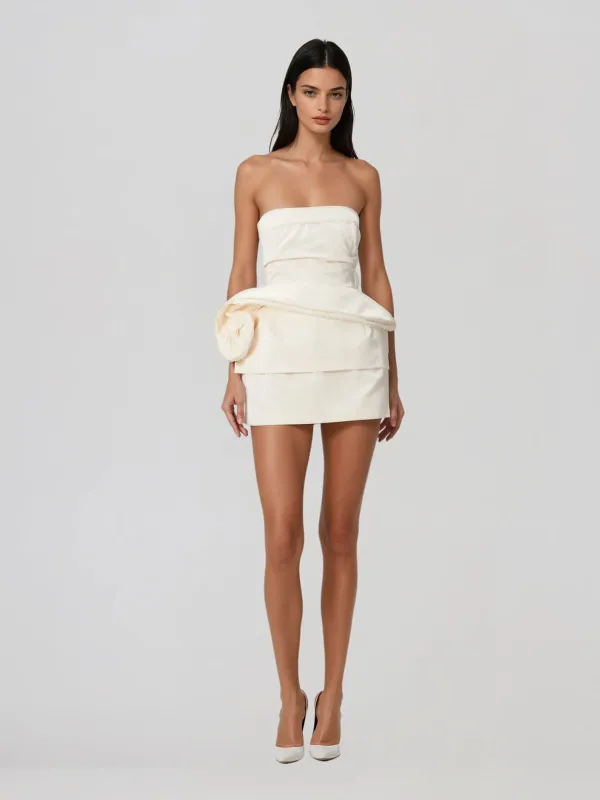 Gorvex Strapless Flower Mini Dress made by Mew Mews