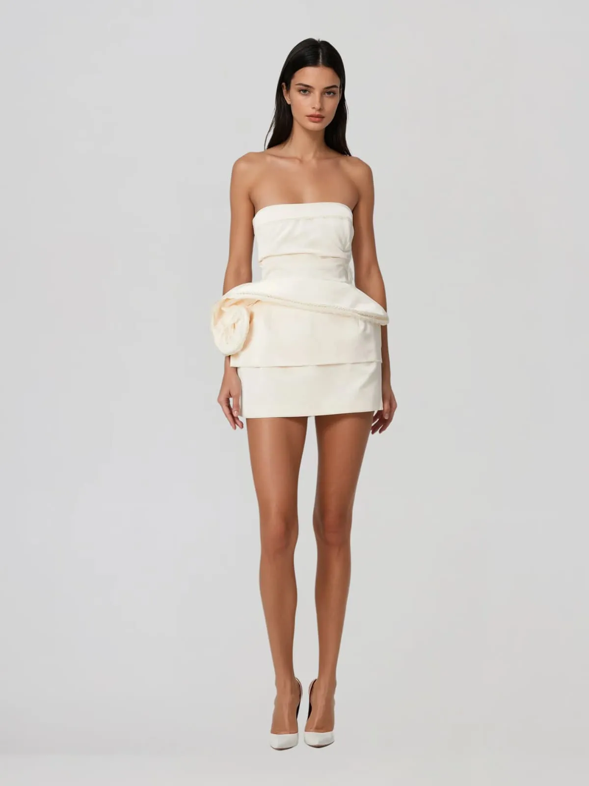 Gorvex Strapless Flower Mini Dress sold by Mew Mews