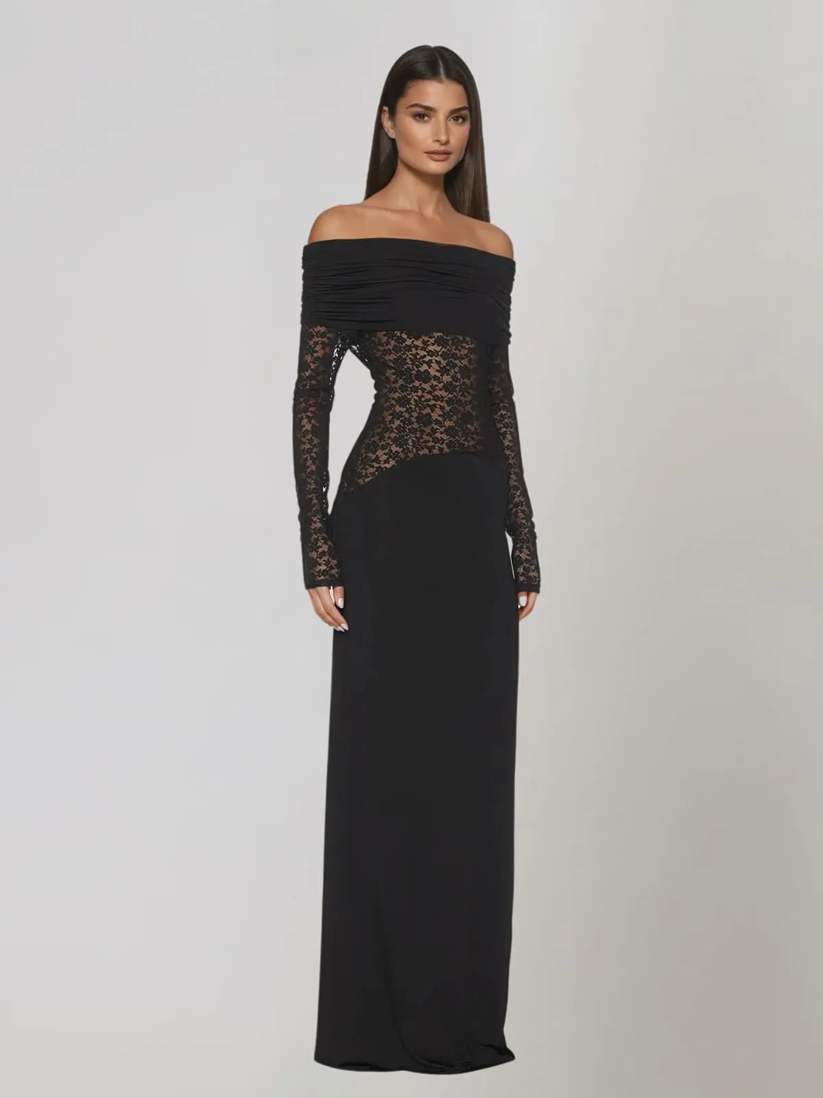 Woryxen Off Shoulder Lace Maxi Dress sold by Mew Mews product image thumbnail 2
