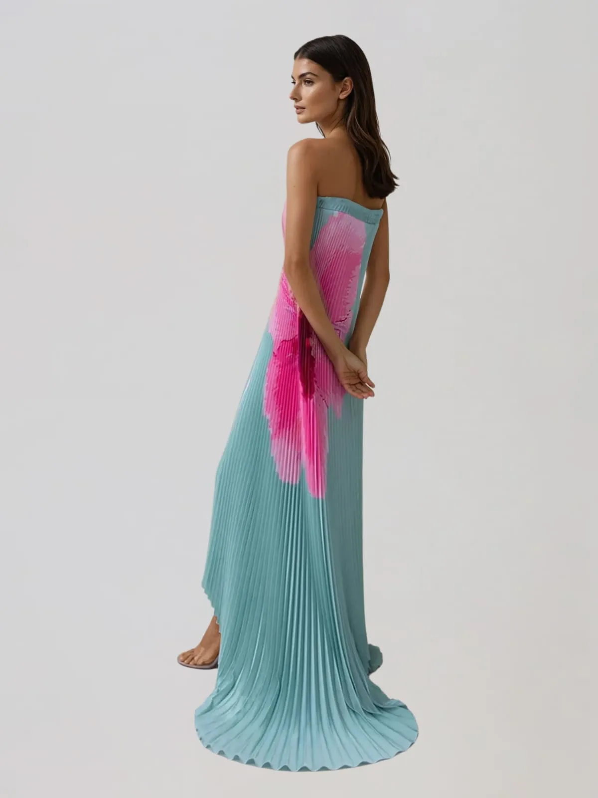 Yexila Strapless Floral Pleated Maxi Dress sold by Mew Mews product image thumbnail 2