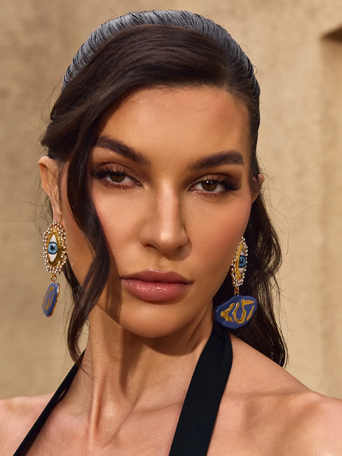 Chimene Rhinestone Eye Earrings sold by Mew Mews product image thumbnail 3