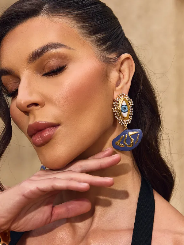 Chimene Rhinestone Eye Earrings made by Mew Mews