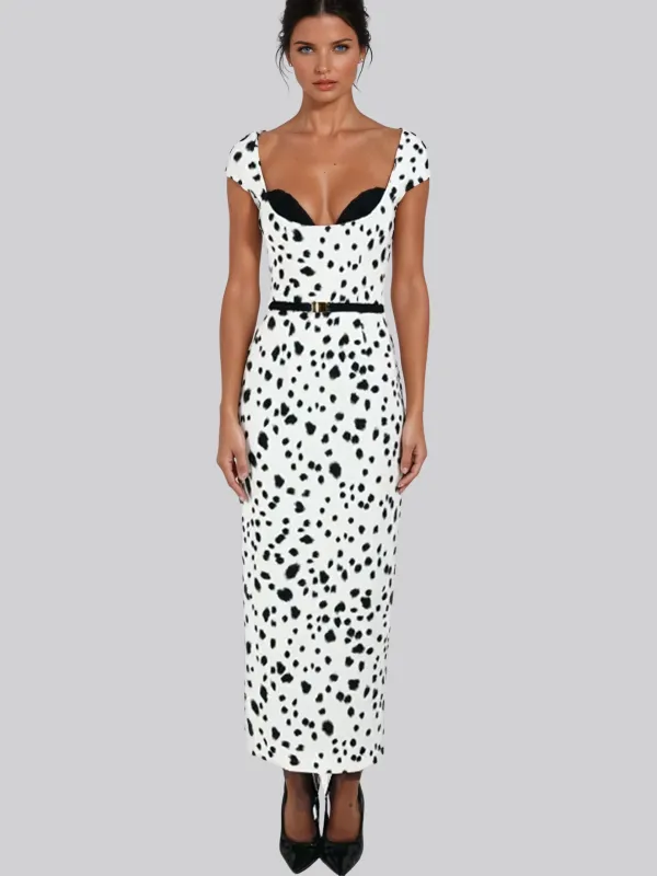 Chitose Dalmatian Bodycon Midi  Dress made by Mew Mews