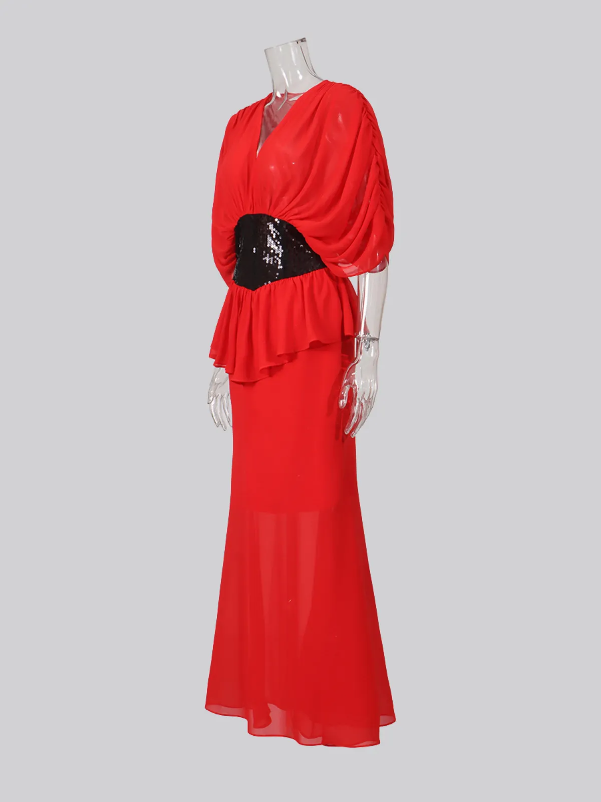 Chita Draped Cape Sleeves Waistband Maxi Dress sold by Mew Mews product image thumbnail 3
