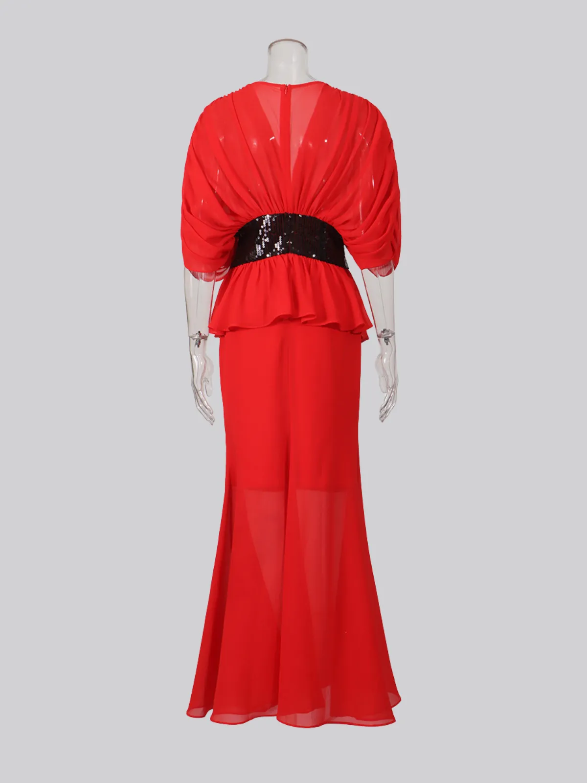 Chita Draped Cape Sleeves Waistband Maxi Dress sold by Mew Mews product image thumbnail 4