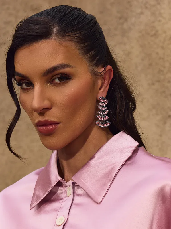 Chardonnay Crystal Fringe Earrings made by Mew Mews