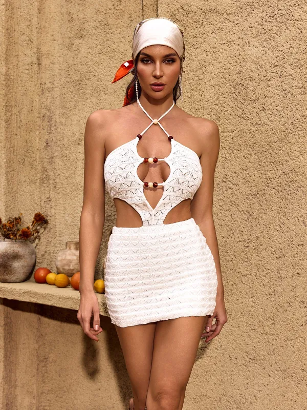 Chava Halterneck Cutout Knit Mini Dress sold by Mew Mews