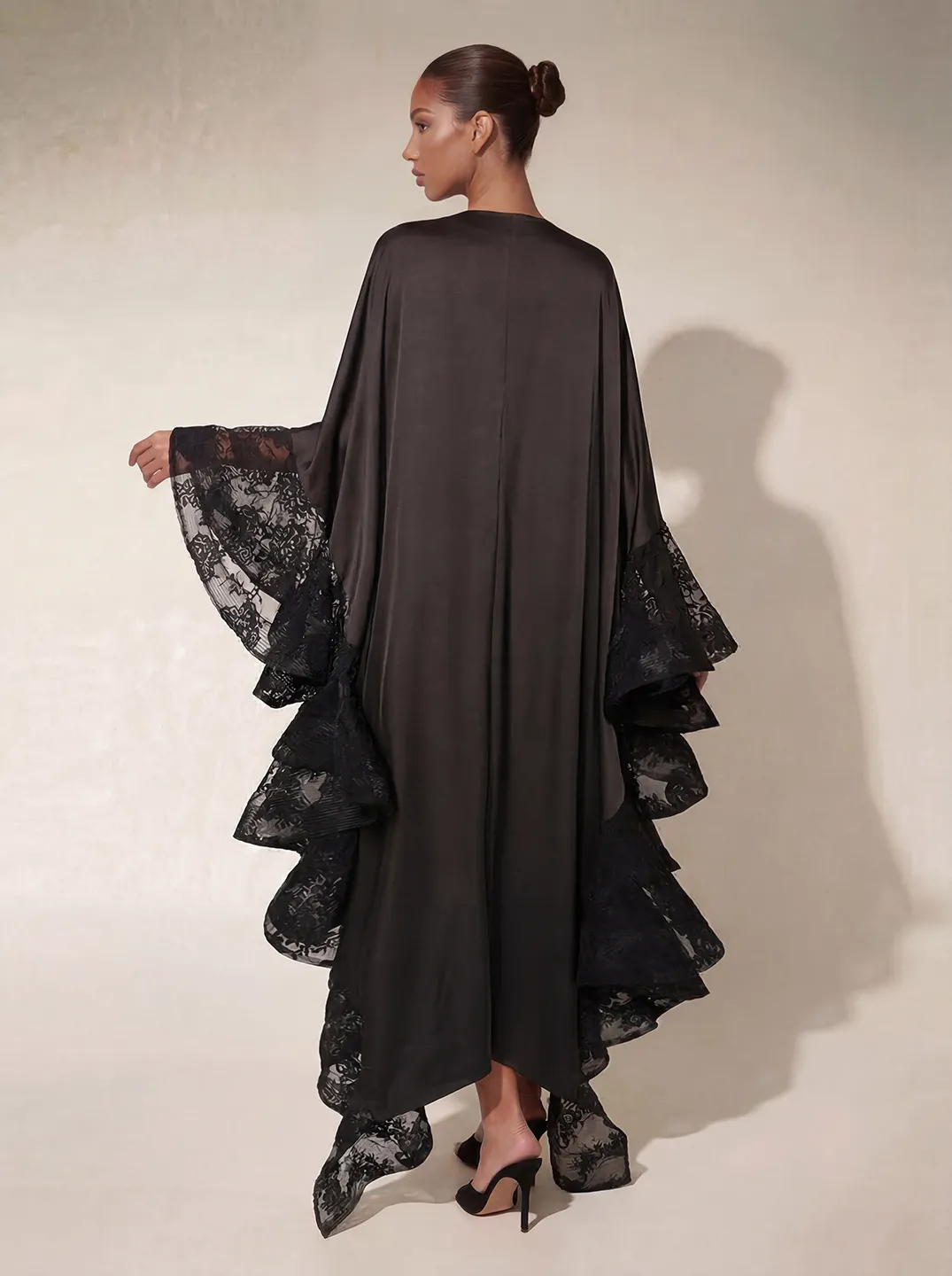 Metalate Plunge Neck Ruffle Split Maxi Dress sold by Mew Mews product image thumbnail 3