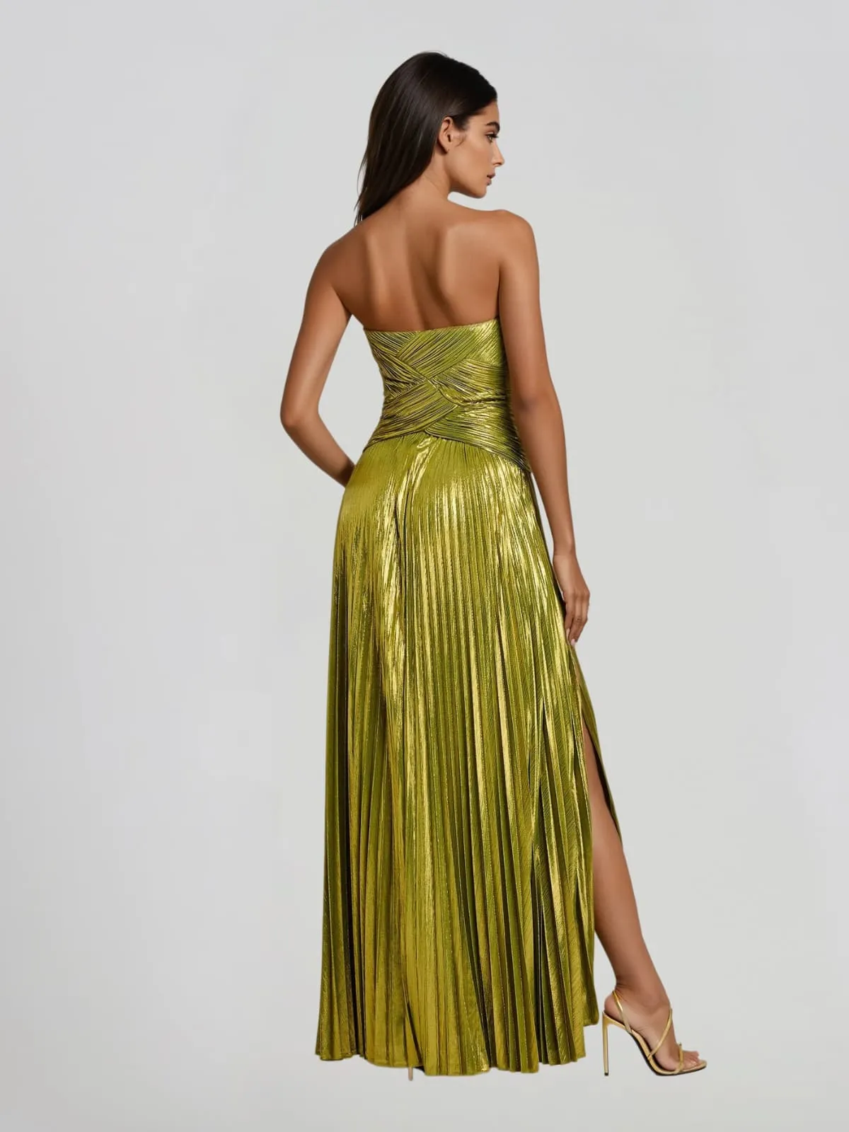 Quvory Strapless Split Pleated Maxi Dress sold by Mew Mews product image thumbnail 4