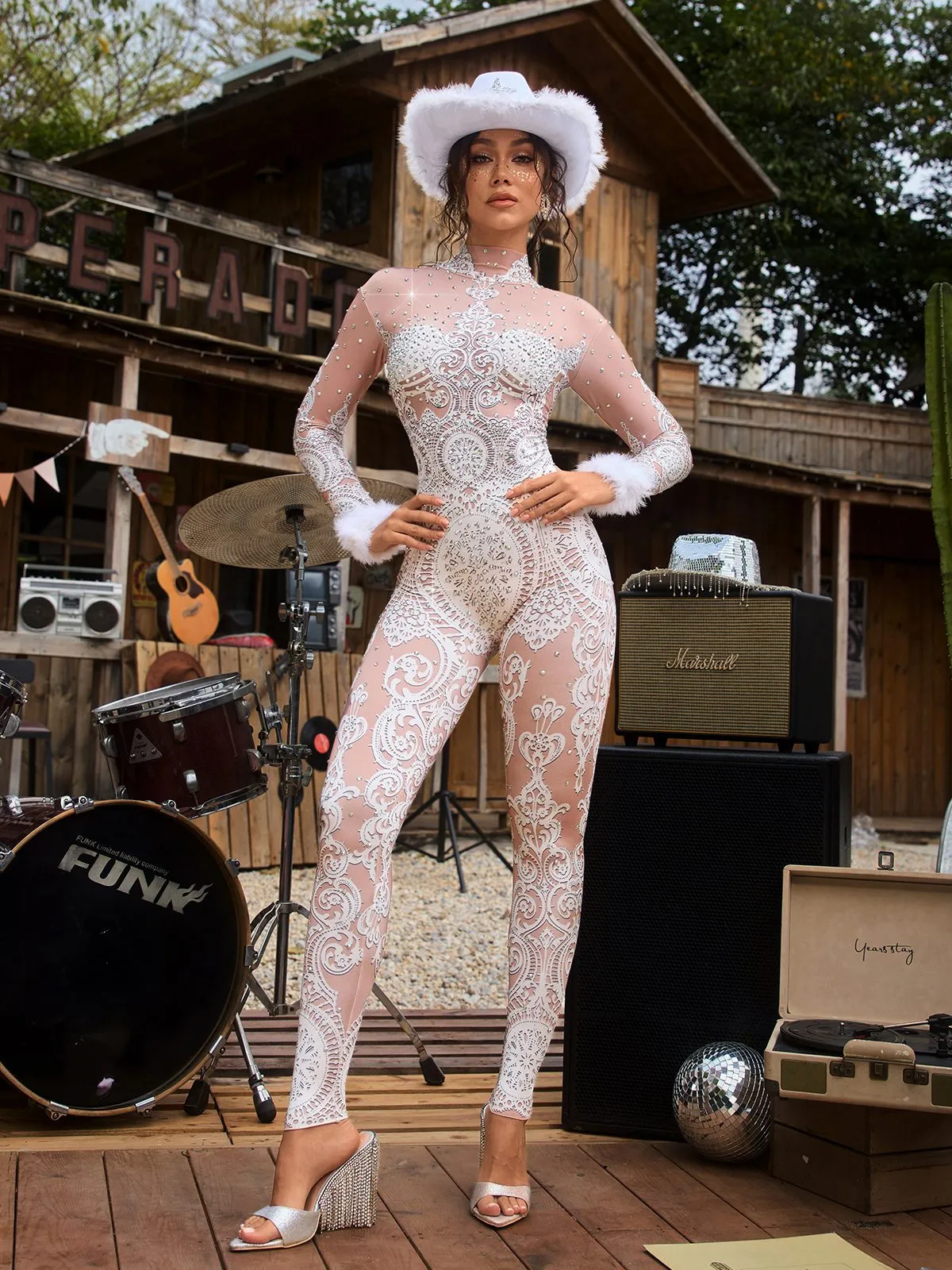 Arixelon High Neck Rhinestone Jumpsuit sold by Mew Mews product image thumbnail 4