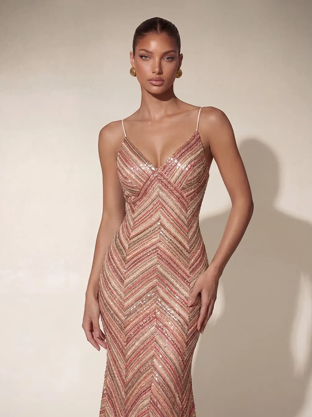Quorel Spaghetti Stripe Sequin Maxi Dress sold by Mew Mews product image thumbnail 2