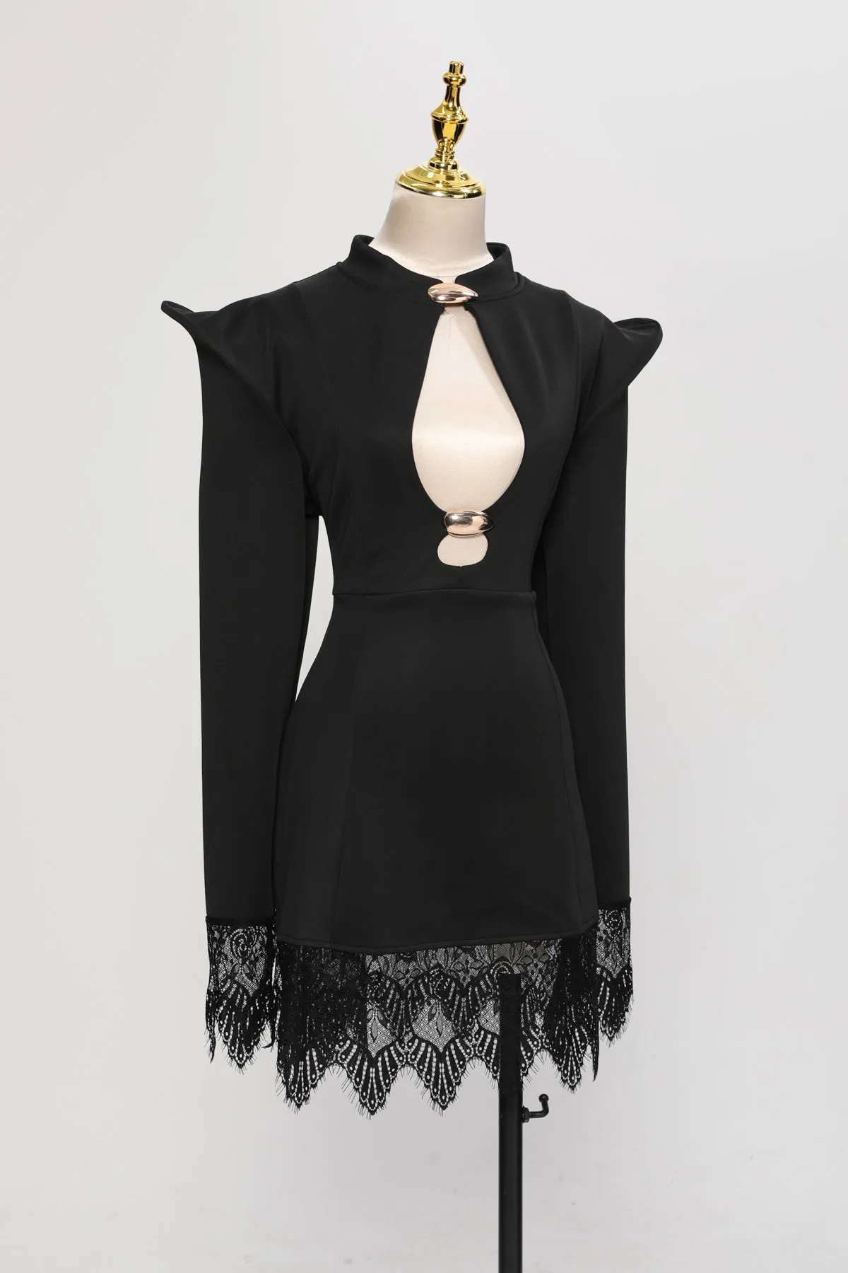 Latticea Long Sleeve Cutout Lace Mini Dress sold by Mew Mews product image thumbnail 5