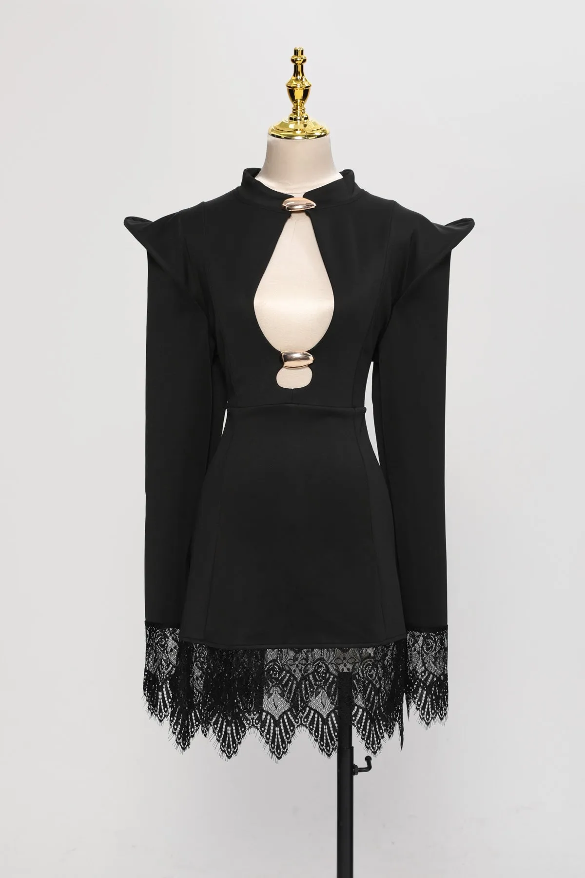 Latticea Long Sleeve Cutout Lace Mini Dress sold by Mew Mews product image thumbnail 4