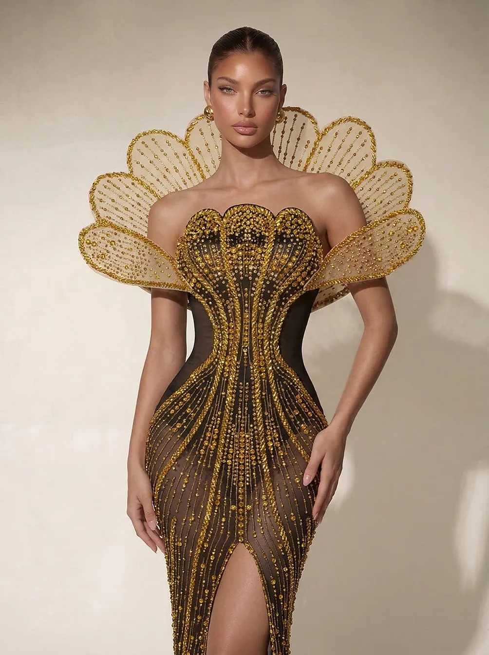 Nesvor Rhinestone Mesh Split Maxi Dress sold by Mew Mews product image thumbnail 3