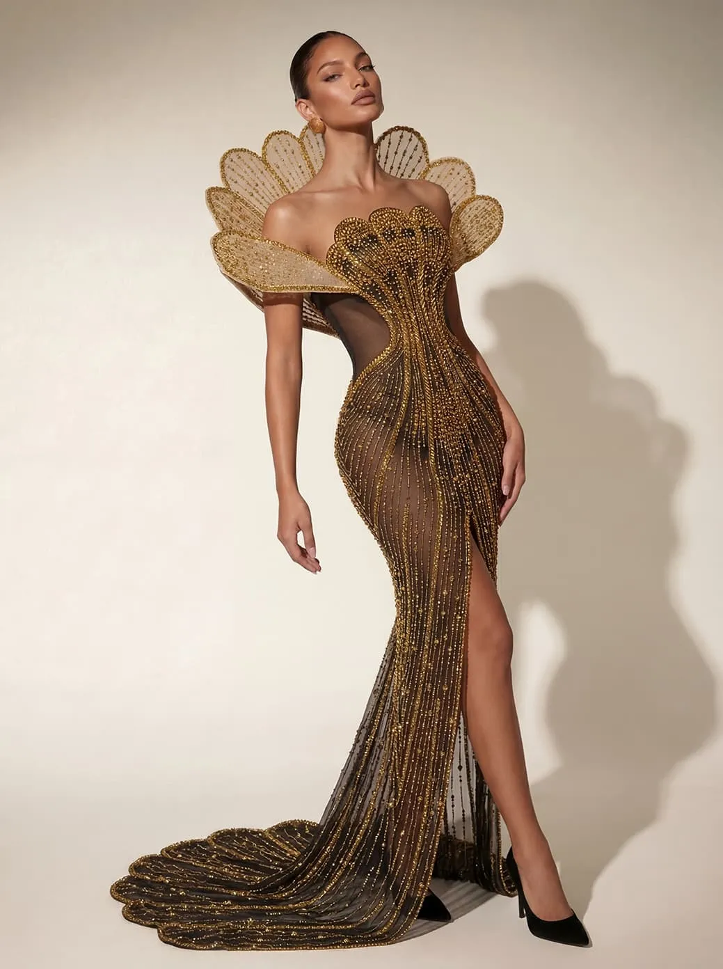 Nesvor Rhinestone Mesh Split Maxi Dress sold by Mew Mews product image thumbnail 4