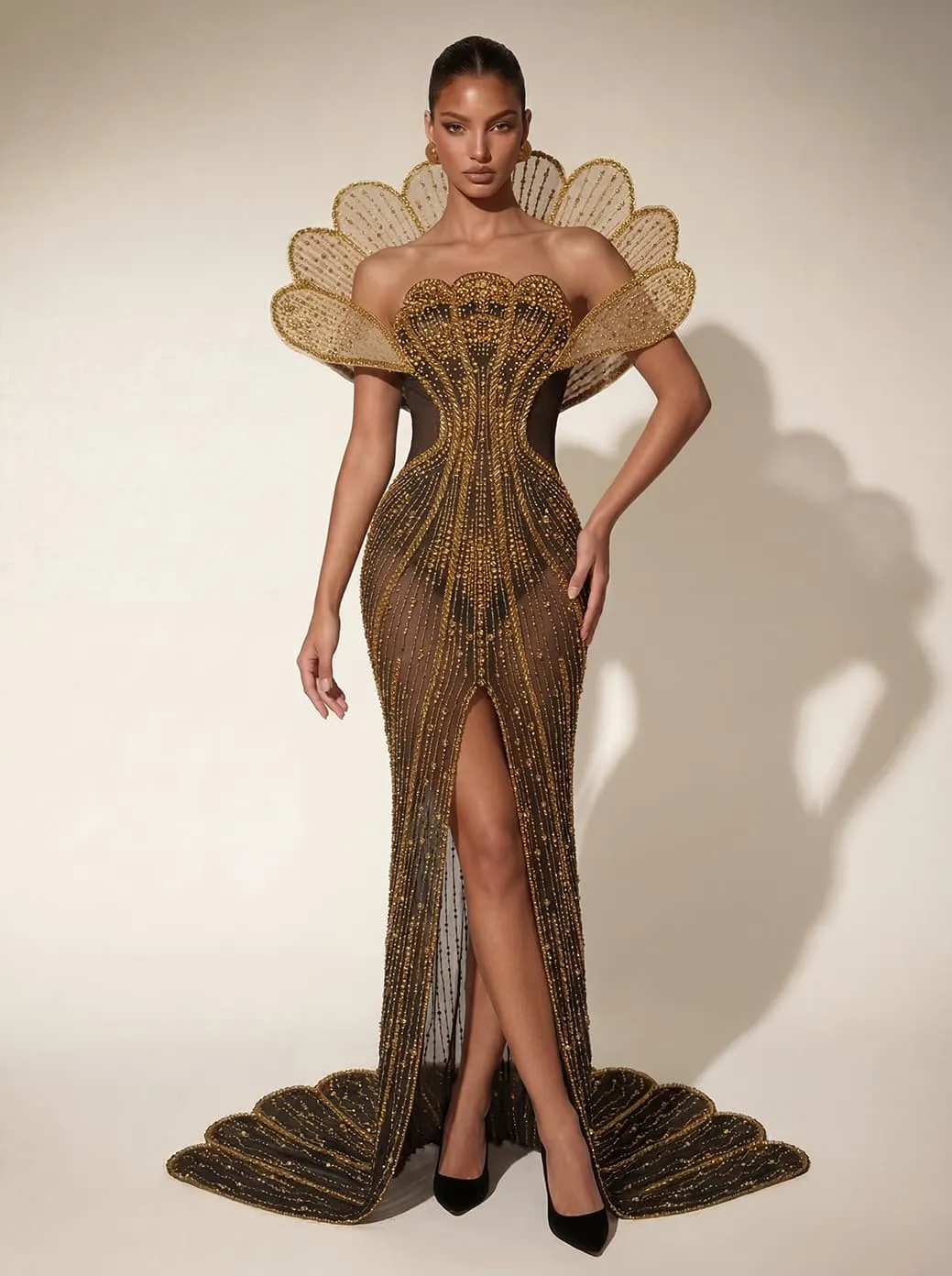 Nesvor Rhinestone Mesh Split Maxi Dress sold by Mew Mews