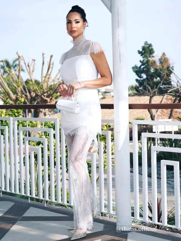 Aimilios Lace Flower Mini Dress made by Mew Mews