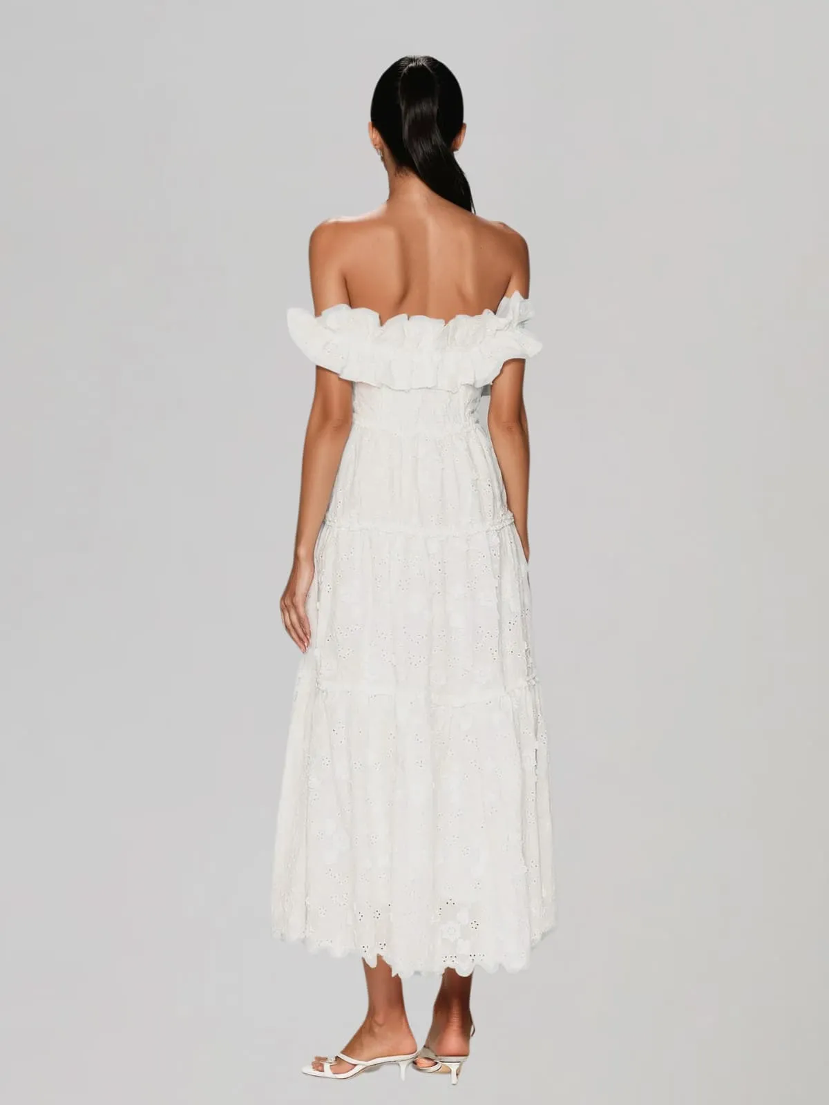 Lareth Off Shoulder Floral Split Midi Dress sold by Mew Mews product image thumbnail 3
