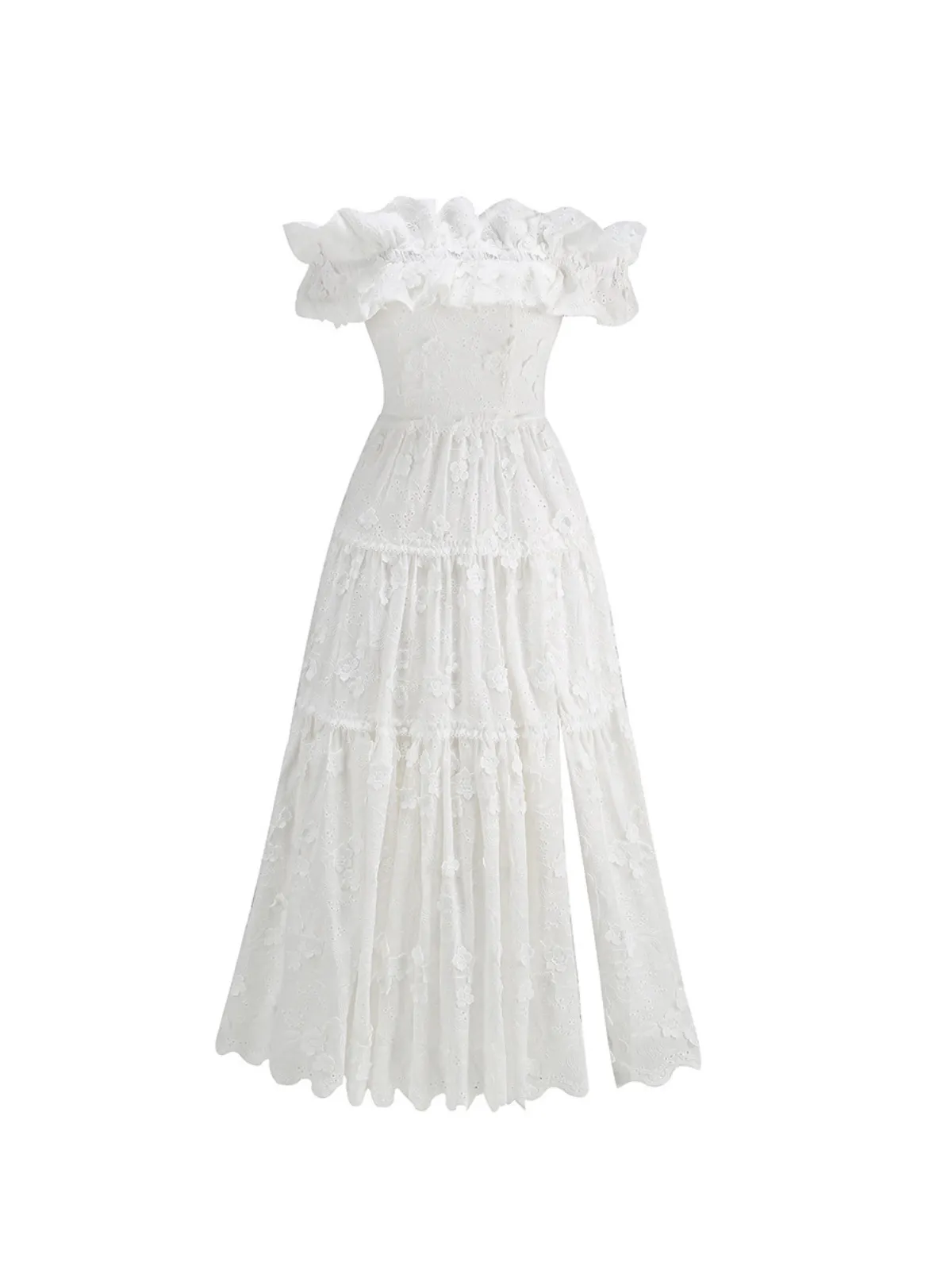 Lareth Off Shoulder Floral Split Midi Dress sold by Mew Mews product image thumbnail 4