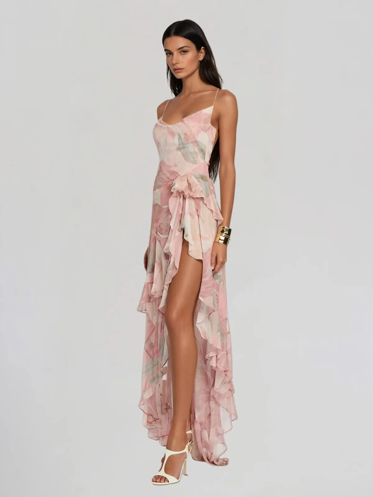 Ferune Spaghetti Floral Ruffle Maxi Dress sold by Mew Mews product image thumbnail 3