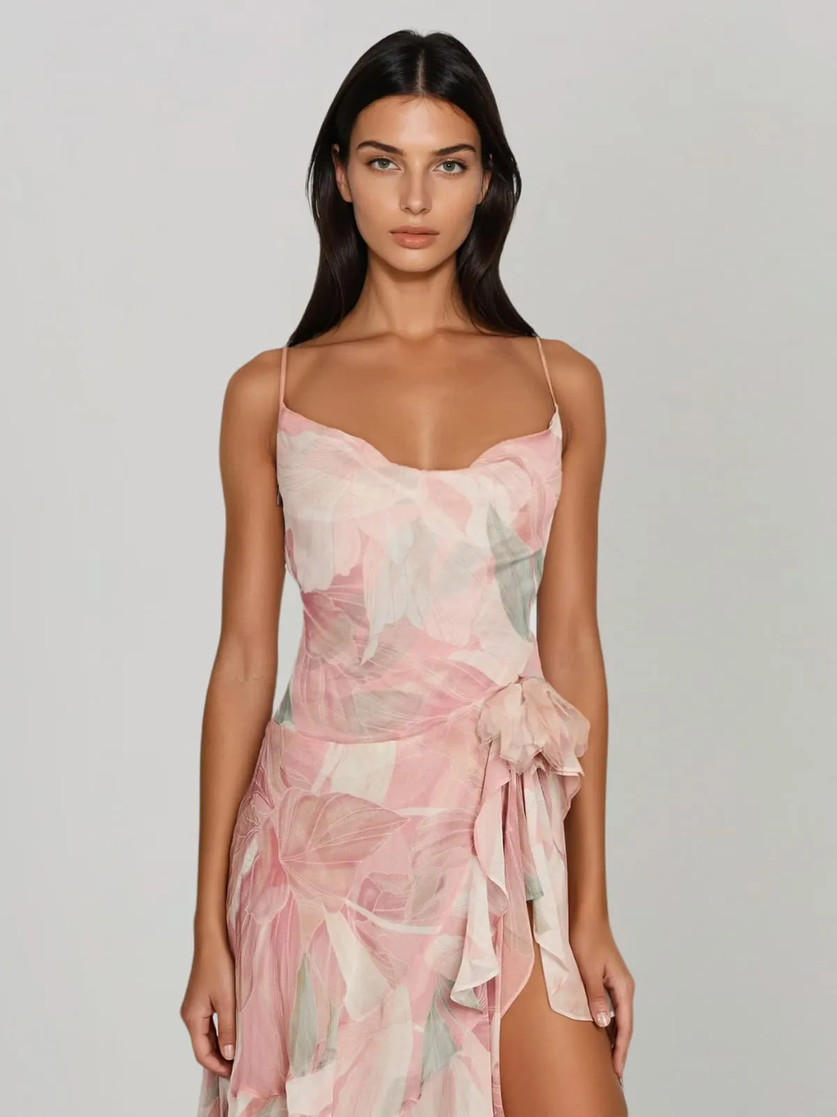 Ferune Spaghetti Floral Ruffle Maxi Dress sold by Mew Mews product image thumbnail 2