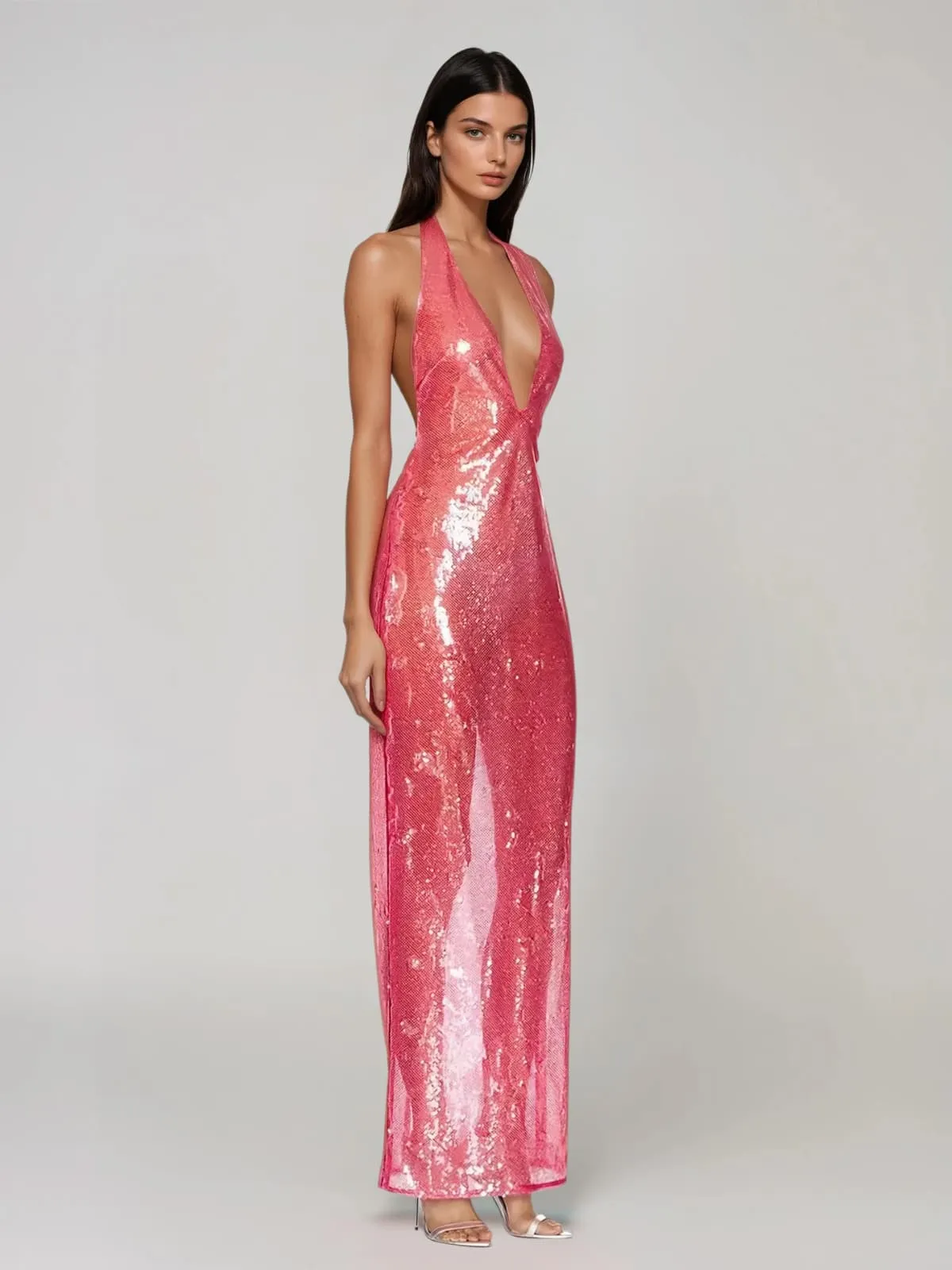 Avenor Plunge Neck Sequin Maxi Dress sold by Mew Mews product image thumbnail 2