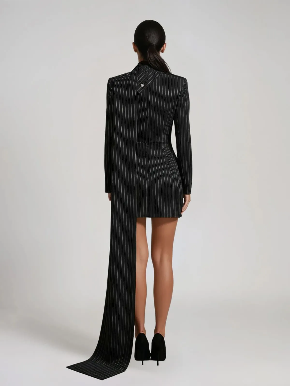 Urelix V Neck Scarf Stripe Mini Dress sold by Mew Mews product image thumbnail 5