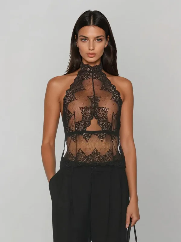 Aexila Halterneck Lace Top made by Mew Mews